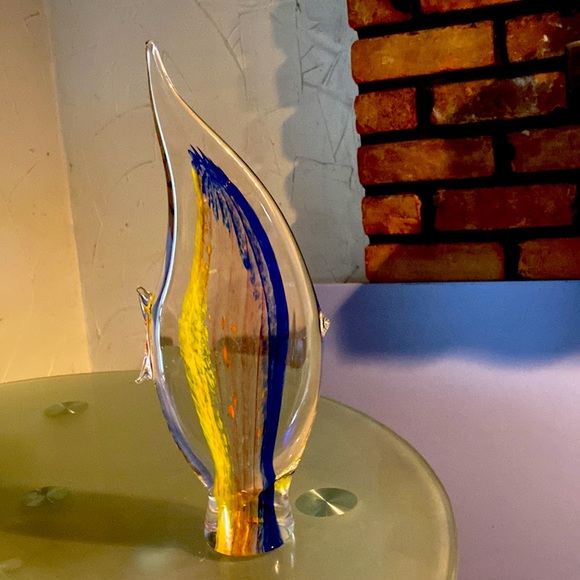 14’ Murano Style Gorgeous Heavy Glass Multi Color Fish - Picture 15 of 16